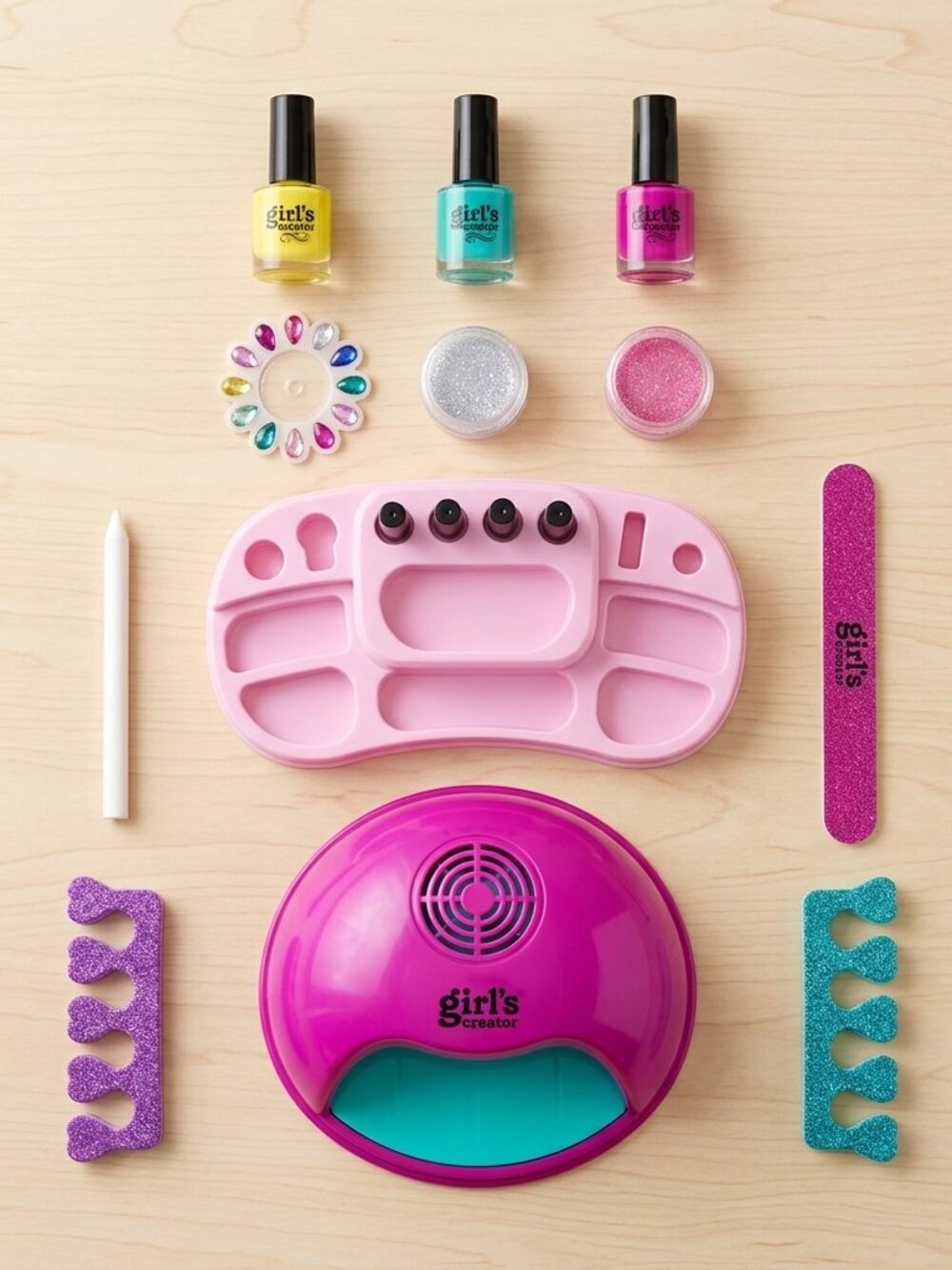 Kids Glamour Makeup Kit, Pretend Play Cosmetic Beauty Set with Nail Dryer - Picture 2 of 10